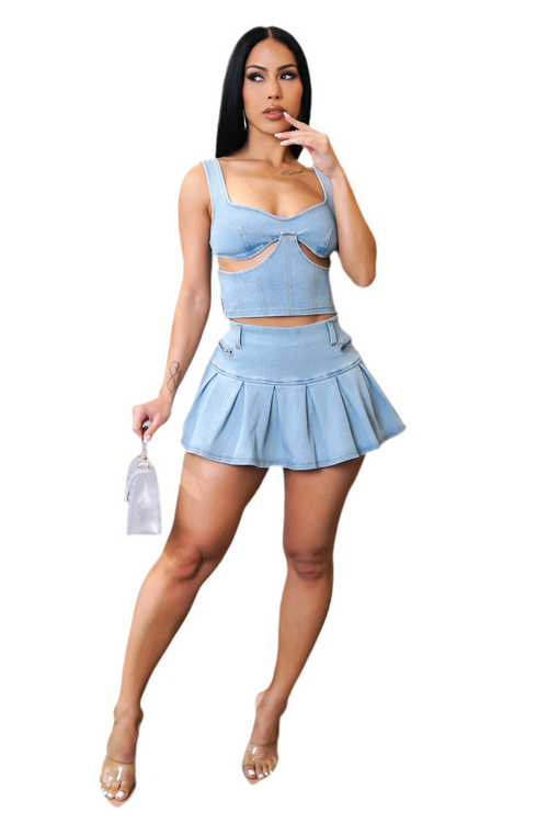 Your moment skort set denim