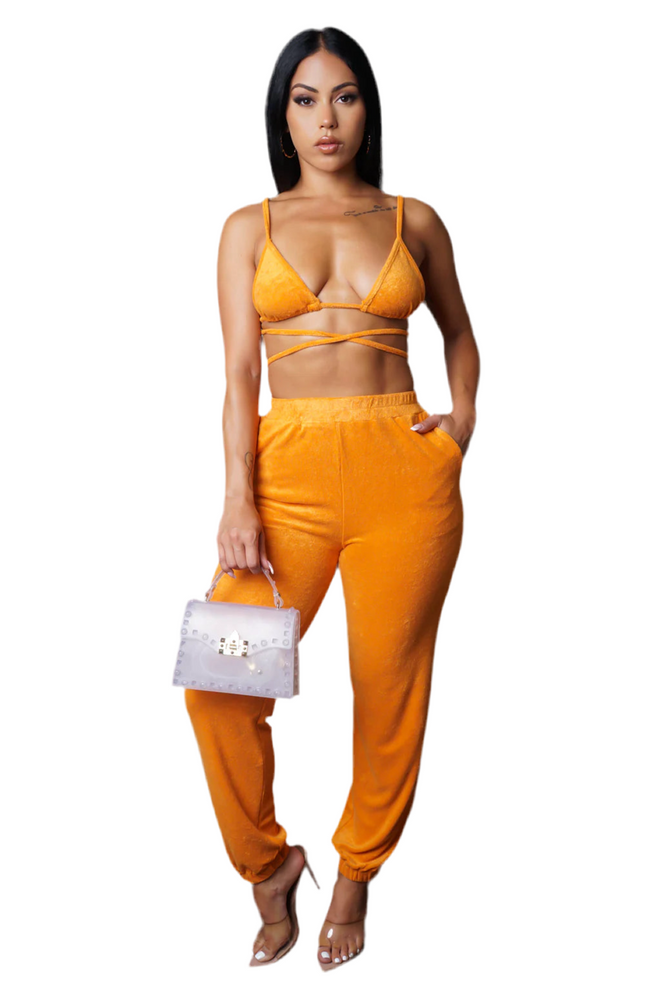 Waiting on you pant set orange