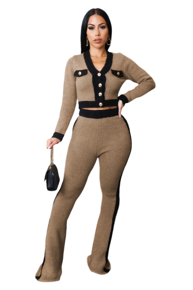Top tier pant set tan