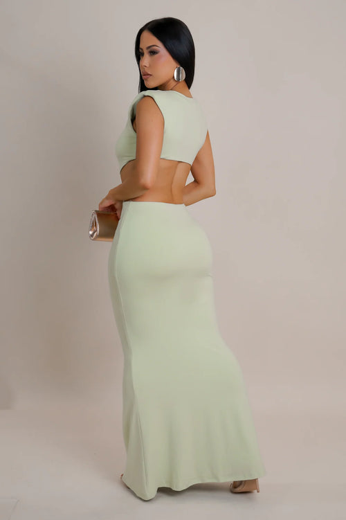 Mermaid love maxi dress sage green