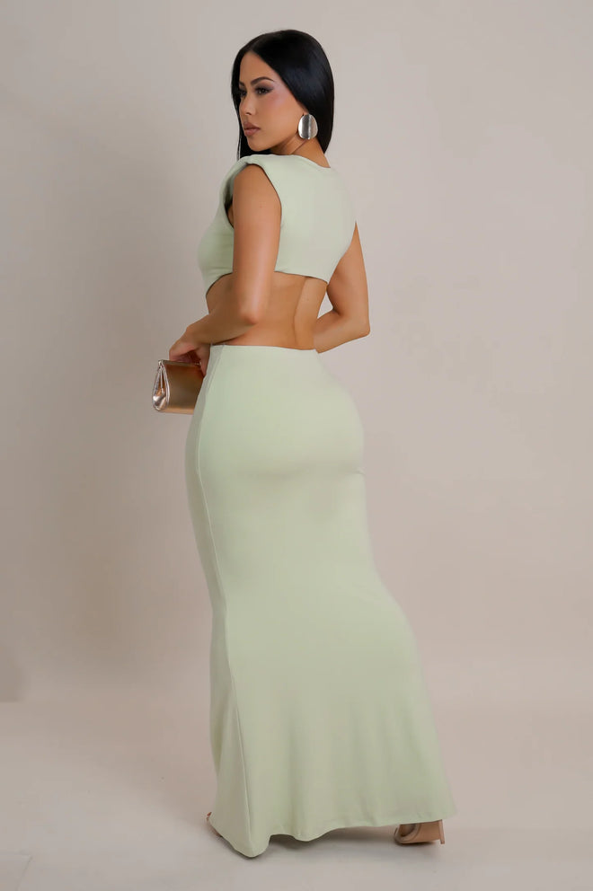 Mermaid love maxi dress sage green