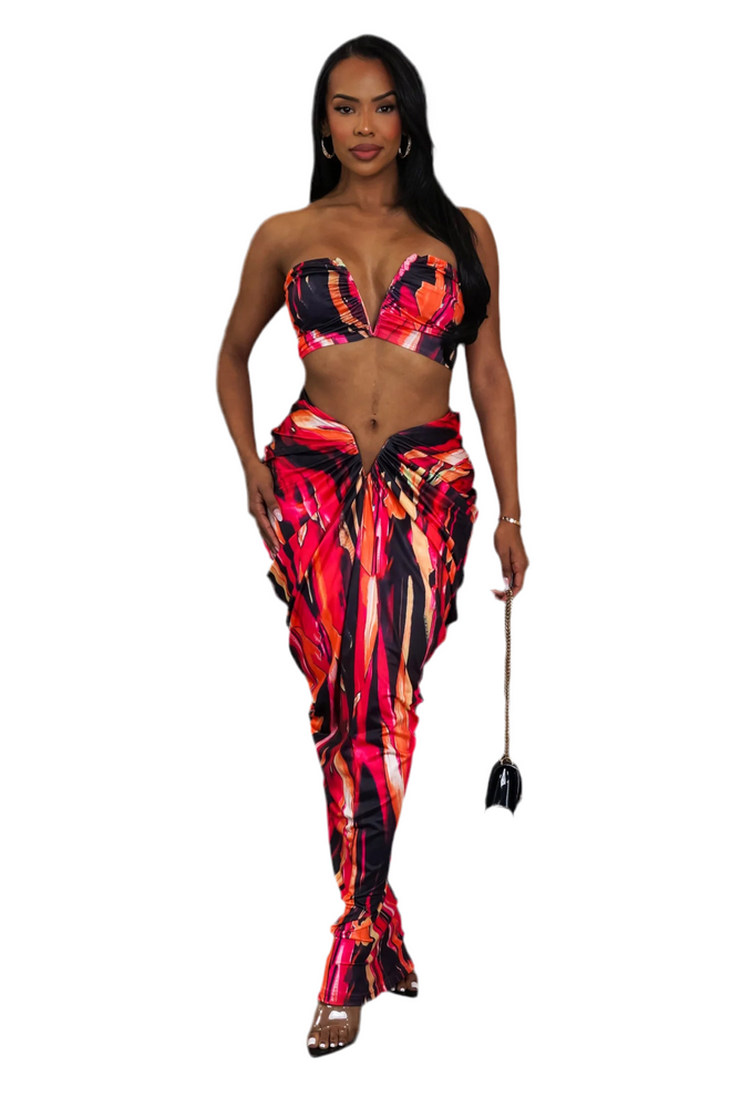 Los Cabos skirt set red