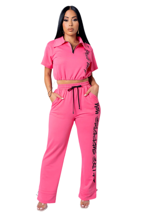 Too cool pants set pink