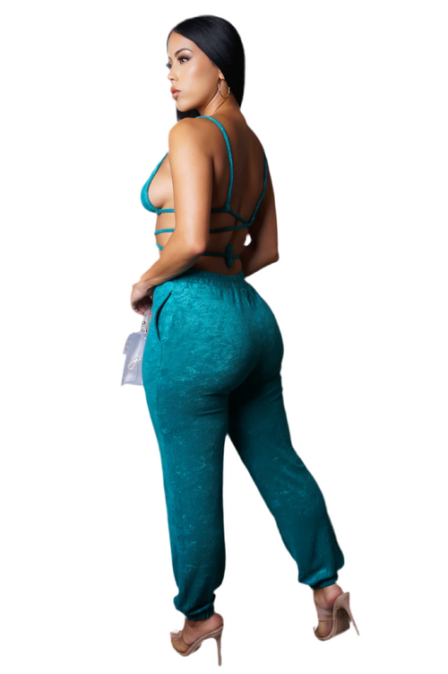 Waiting on you pant set teal