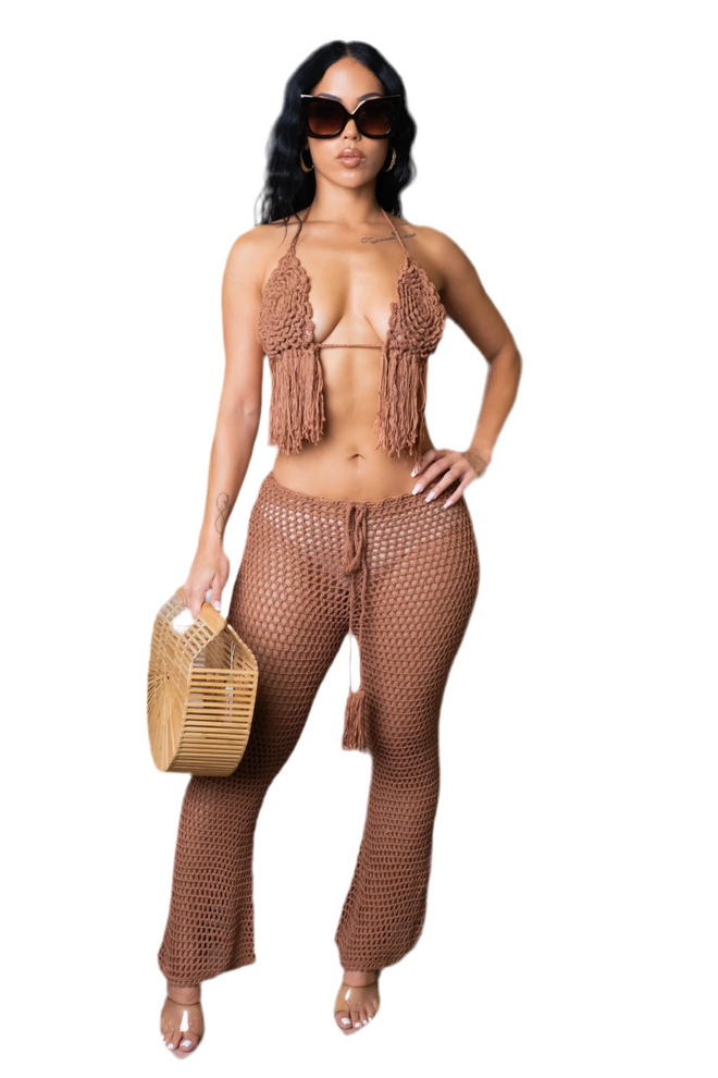 Overseas crochet set brown