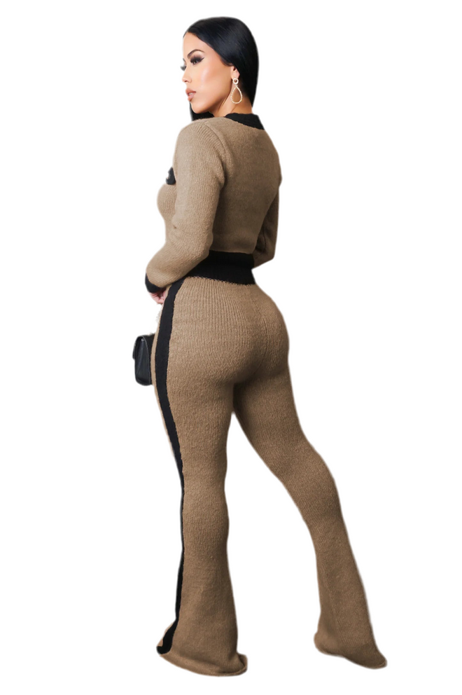 Top tier pant set tan