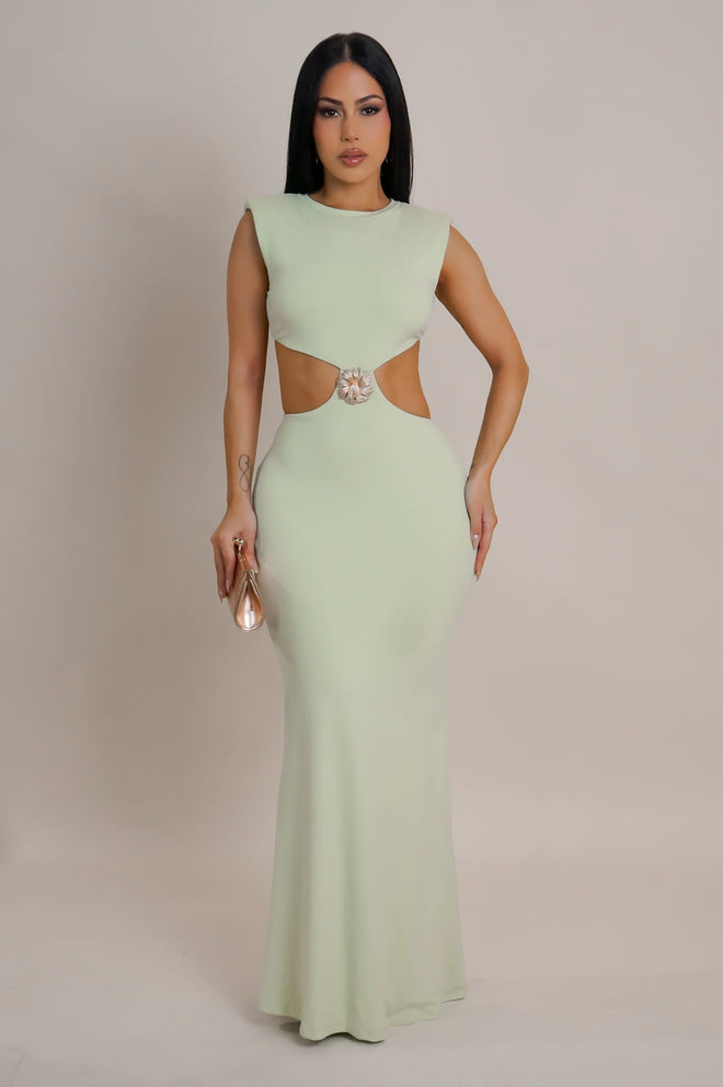 Mermaid love maxi dress sage green