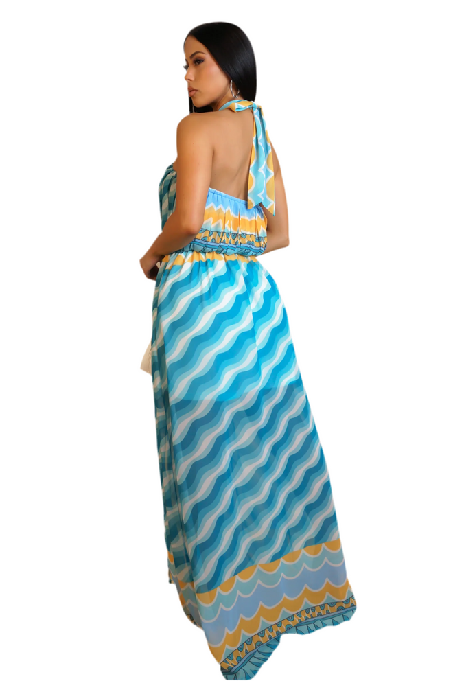 Jardin secret maxi dress sky blue
