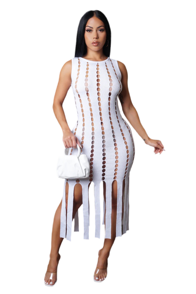 In the moment midi dress white