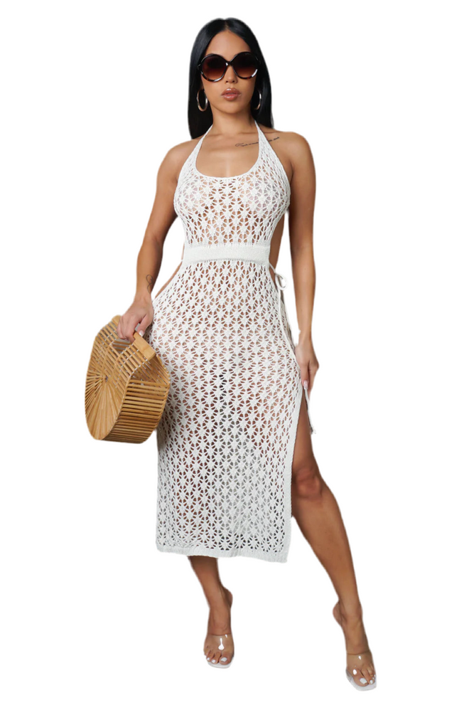 One dance crochet dress white