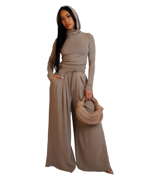 Smoky oak pant set taupe