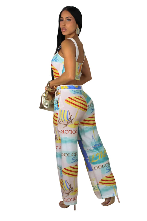 Bleu Méditerranée pant set