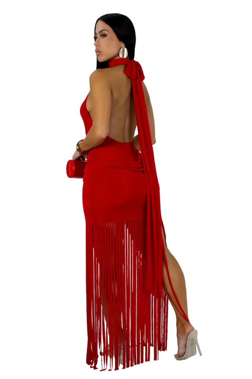 La rouge maxi dress red