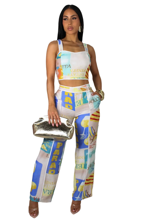 Bleu Méditerranée pant set