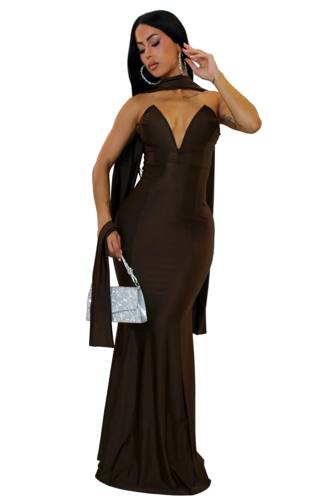 Lueur de Soirée Maxi dress brown