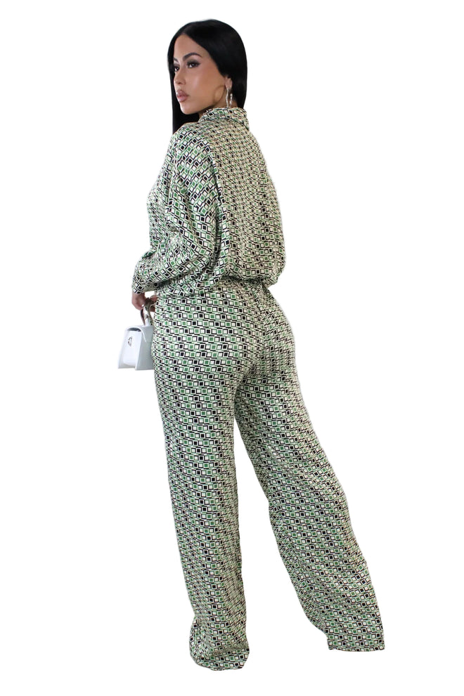 Soie Rôtie pant set green