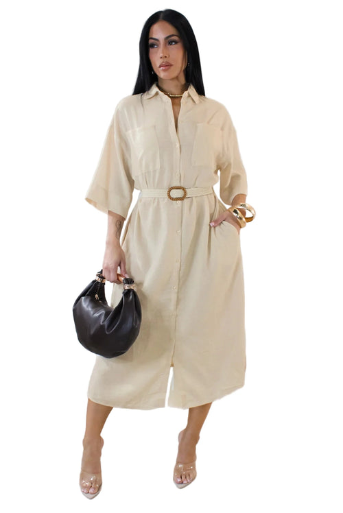 Écharpe de Lumière midi dress beige