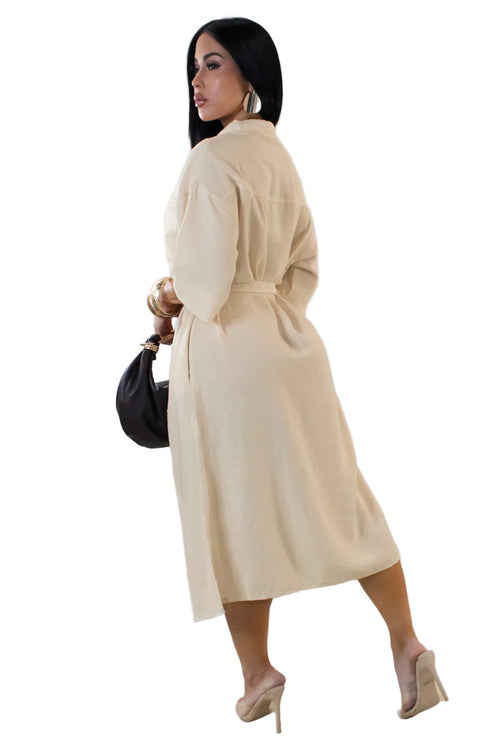 Écharpe de Lumière midi dress beige