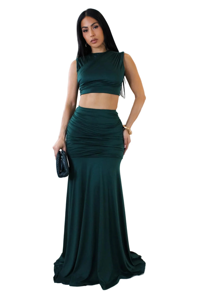 Élégance Pure skirt set midnight green