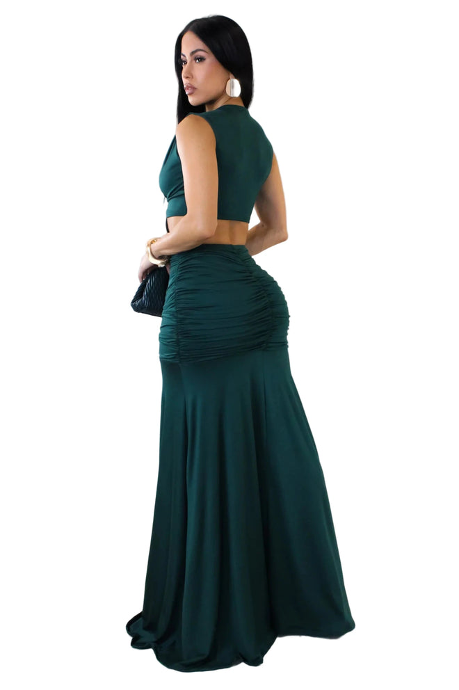 Élégance Pure skirt set midnight green