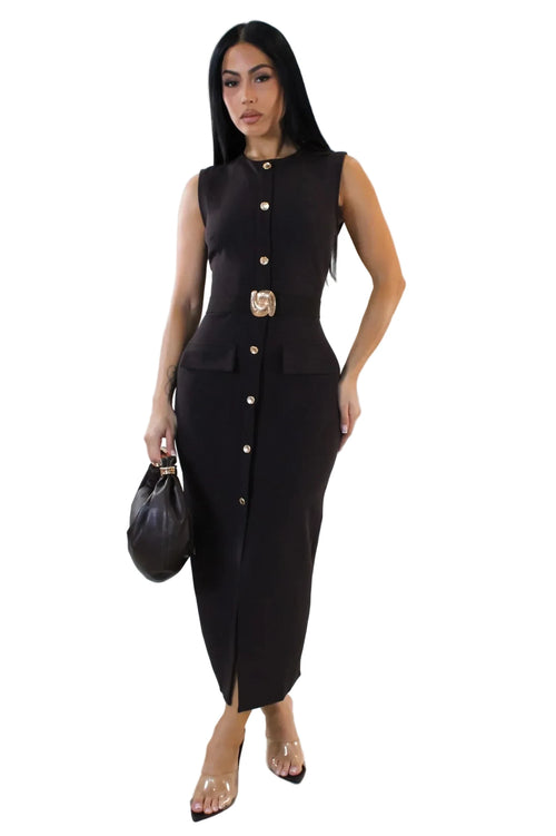 Orchidée Noire midi dress chocolate brown